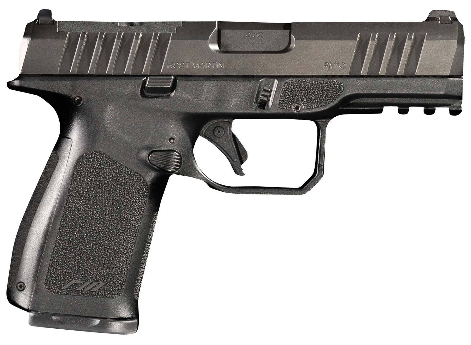 Rost Martin RM1CBLKOSP RM1C Compact Frame 9mm Luger 17+1 4" Black Match Grade Barrel, Black Nitron Steel Optic Ready/Serrated Slide, Black Polymer Frame w/Picatinny Rail, Textured Grip, RMR Footprint, Ambidextrous
