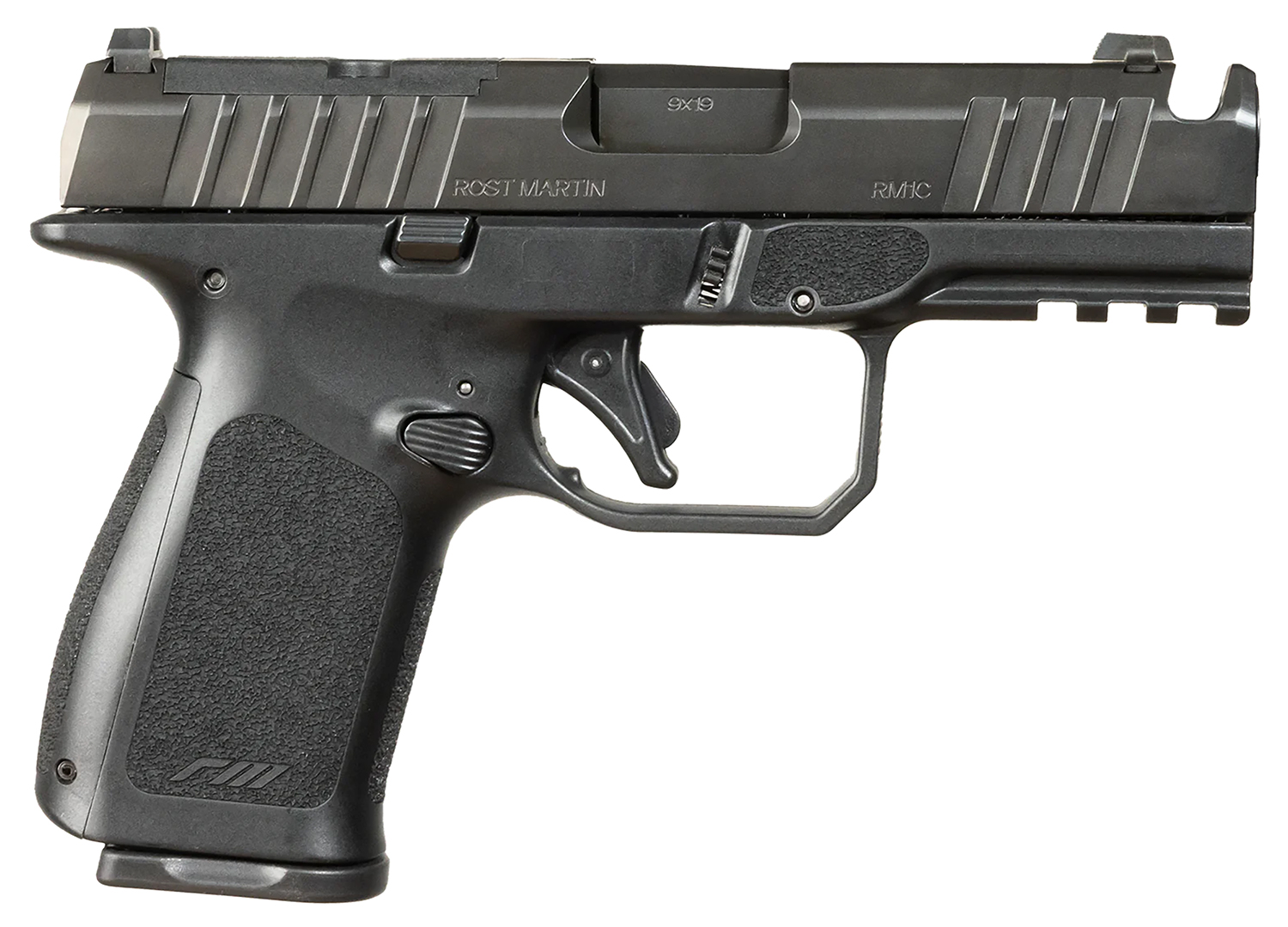 Rost Martin RM1CBLKOSP10CA(COMP) RM1C *CA Compliant 9mm Luger 10+1 4" Black Barrel, Black Nitron Steel Integrated Compensator/Optic Ready/Serrated Slide, Black Polymer Frame w/Picatinny Rail, RMR Footprint, Ambidextrous