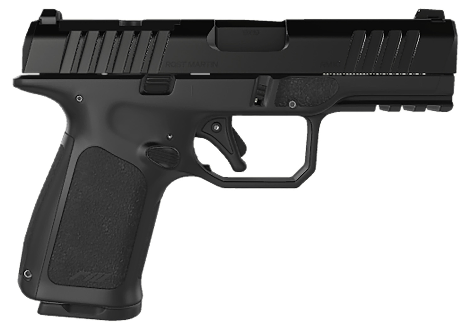 Rost Martin RM1CBLKOSP15 RM1C Compact Frame 9mm Luger 15+1 4" Black Match Grade Barrel, Black Nitron Steel Optic Ready/Serrated Slide, Black Polymer Frame w/Picatinny Rail, Textured Grip, RMR Footprint, Ambidextrous