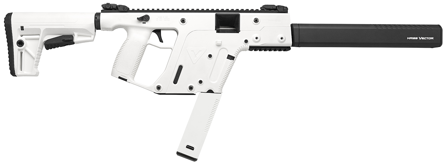 Kriss USA KV90CAP20 Vector CRB Gen2 9mm Luger 40+1 Black Nitride Threaded Barrel, Alpine Picatinny Rail Aluminum Receiver, 6 Position Collapsible Alpine White Synthetic Stock, White Polymer Grip, Glock Magazine Compatible