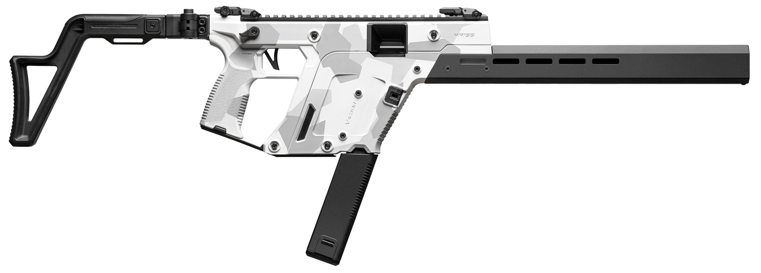 Kriss USA KV103CAD00 Vector CRB Gen3 10mm Auto 33+1 16" Black Nitride Threaded Barrel, Arctic Delta Cerakote Receiver w/Picatinny Rail, M-LOK Handguard, Adjustable Folding Black Stock, White Polymer Grip
