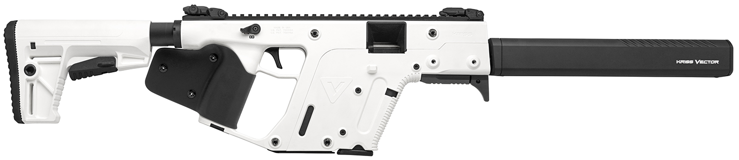 Kriss USA KV90CAP22 Vector CRB Gen2 *CA Compliant 9mm Luger 10+1 16" Black Nitride Steel Barrel Alpine Cerakote Picatinny Rail Receiver, Fixed Alpine White Synthetic Stock, Black California Paddle Grip, Glock Magazine Compatible