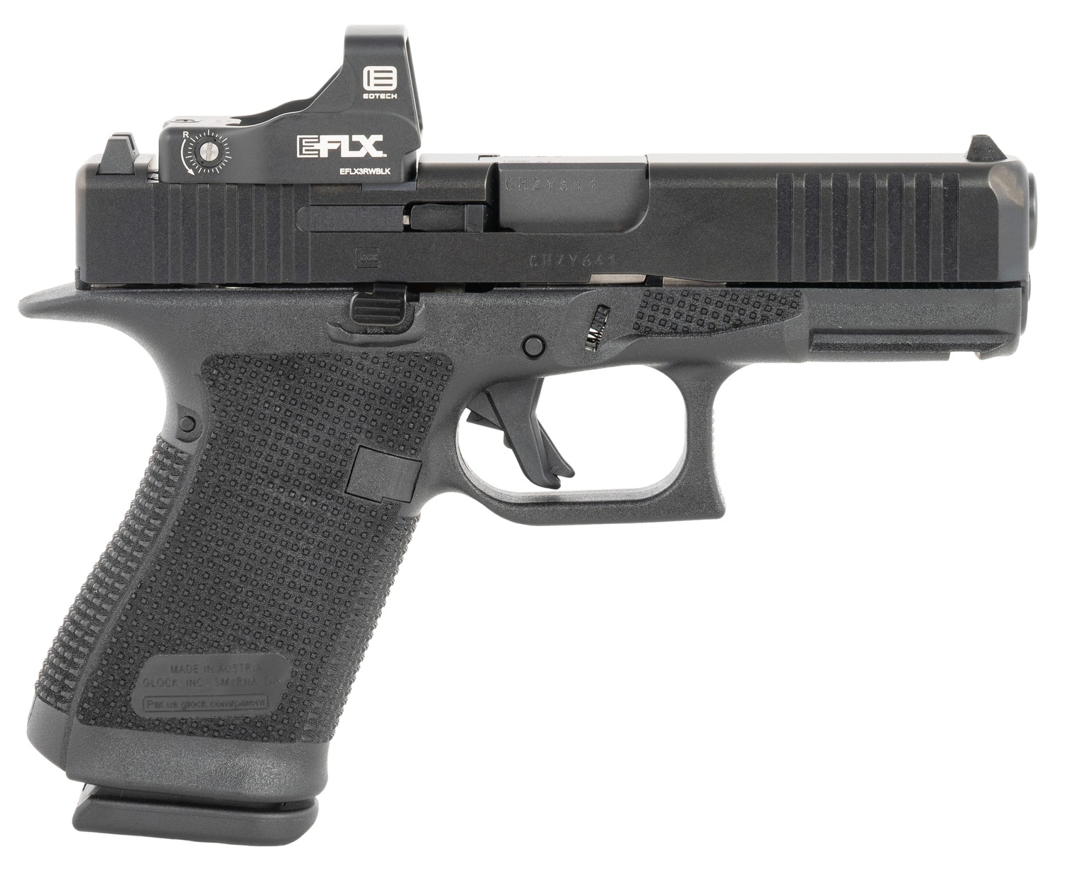 Glock P6195E201 G19 Gen6 w/EOTech 9mm Luger 10+1 4.02" Steel Optic Ready/Serrated Slide, Polymer Frame w/Accessory Rail, Interchangeable Backstrap Grip, Ambidextrous