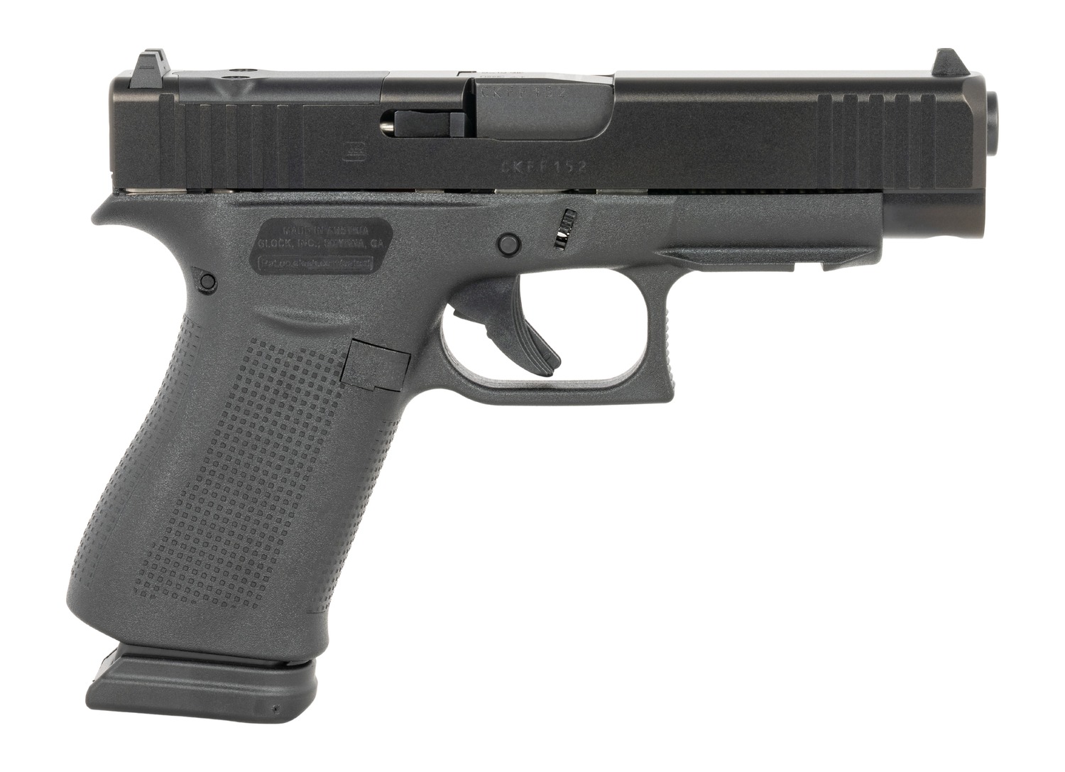 Glock PA4850203FRMOS G48 MOS Slim Compact 9mm Luger 15+1 4.17" Black GMB Barrel, Black nDLC Optic Ready/Serrated Steel Slide, Black Polymer Frame w/Beavertail & Front Rail, Black Textured Polymer Grip, Right Hand